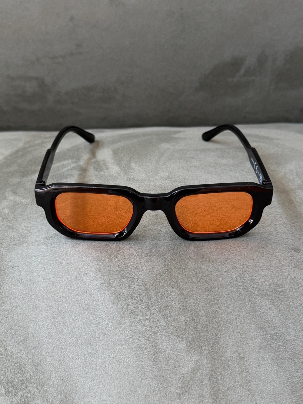 Men's Black Frame Sunglasses with Orange Lenses